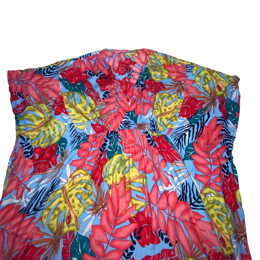 ✨NEW ✨ Boho Maxi Tropical Floral Colorful Caftan Beach Swim Cover Up Dress OS - Picture 9 of 16